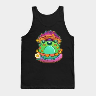 Adorable magical frog under mushroom umbrella Tank Top